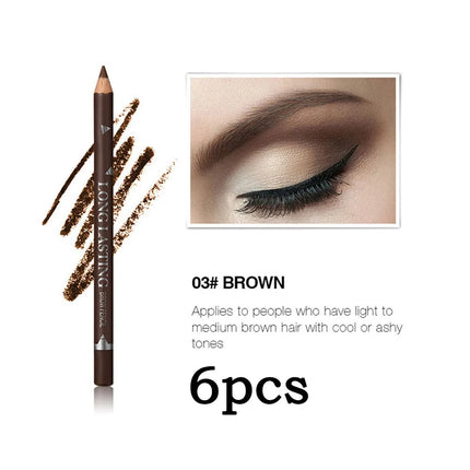 6pcs MENOW 3 colors Long Lasting Waterproof  Eyebrow Pencils Double Use Wooden Pole Eyeliner Permanent Makeup Tattoo Accessories