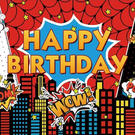 Superhero Baby Shower Birthday Backdrop City Building Super Hero Party Photography Background Photo Studio Custom Name Banner