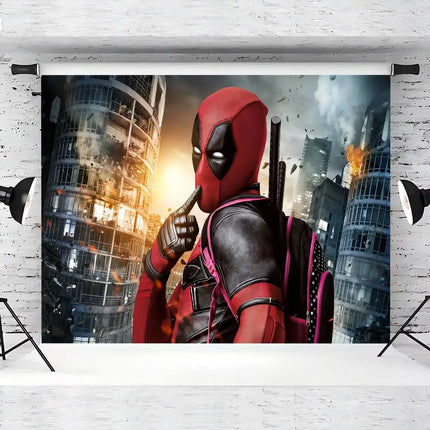 Superhero Deadpool Theme Customized Boys Birthday Party Decoration Banner Provided Portrait Photography Studio Background Props