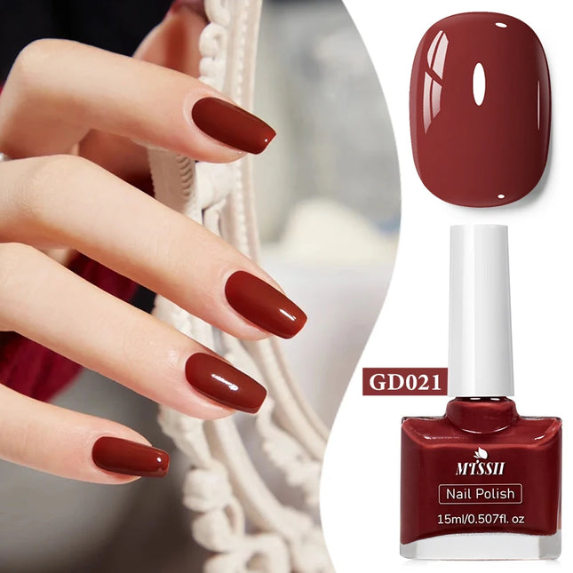 Mtssii 15ml Water-Based Nail Polish Quick Drying,Nude Glitter Red Nail Varnish,Odorless,Durable,Peelable,No-bake Nail Polish
