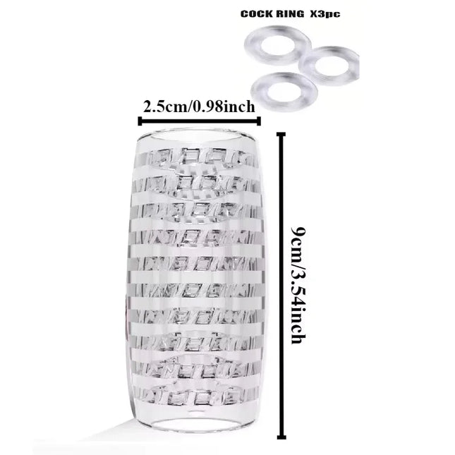 Male 3D Manual Soft Pussy Sex Toys Transparent Vagina Masturbator Realistic Adult Endurance Exercise Sex Toy Pocket Cup for Men