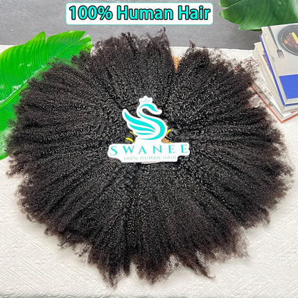 4C Afro Kinky Curly Raw Virgin 100% Human Hair Bundles Double Weft #1B Natural Black Soft Human Hair Weave Bundle Hair 1/3/4PCS