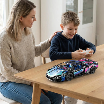 DIY 1:14 Technic Remote Control Race Car MOC Kit,1280PCS Blocks with Electronic Motor Sports Car Assembly Toy