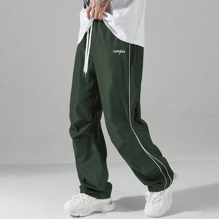 Fitness Sweatpants Men Casual Sports Pants Straight Drawstring Trousers Spring Summer Thin Jogging Sweatpants High Street Pants