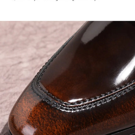 Men's Formal Shiny Handmade Leather Shoes Set Foot Business Casual Slip-on Shoe Shoes