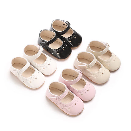 Solid Color Baby Girl Mary Jane Shoes With Soft Rubber Sole Anti Slip Spring And Autumn Princess Shoes Suitable For 0-18M Babies