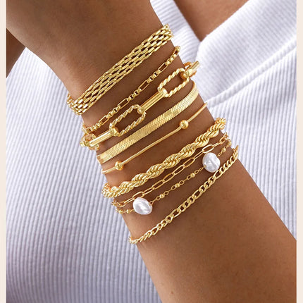 Waterproof Stainless Steel Chain Bracelets For Women , Gold Plated Fashion Stackable Link Bracelet Gifts