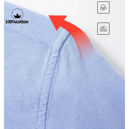 Men's 100% Cotton Oxford Shirt - Breathable Sweat-Wicking Button Down with Slim Fit & Crisp Texture