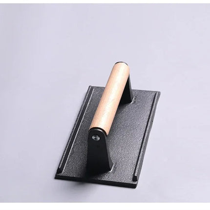 Cast Iron Steak Burger Press Round Rectangular Uncoated Heavy-Duty Meat Press with Handle for Outdoor Grill Food Cooking Tools