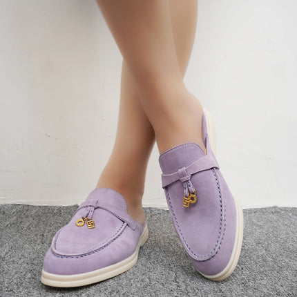 2024New women's anti slip casual loafers, fashionable cashmere flat shoes, spring and autumn men's sports driving casual shoes