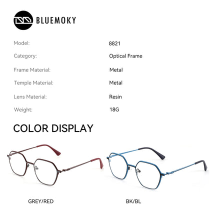 BLUEMOKY XXS Size Metal Custom Prescription Glasses For Men Women Polygon Anti Blue Light Myopia Optical Lenses With Recipe