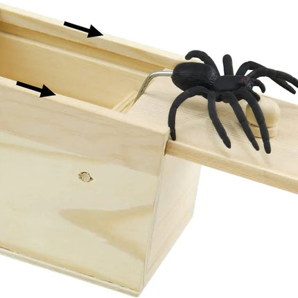 Spider Scare Prank Box Wooden Surprise Box Fun Joke Spider Prank Toys Gift Box for Kids Boys Adults Christmas Stocking Stuffers