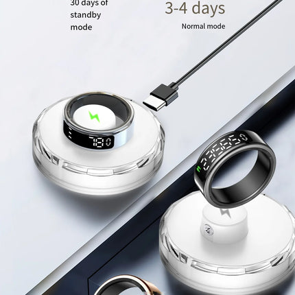Smart Ring with Display Screen Touch Charging Fitness Tracker Heart Rate Blood Oxygen Monitor Sleep Tracker Wearable Technology