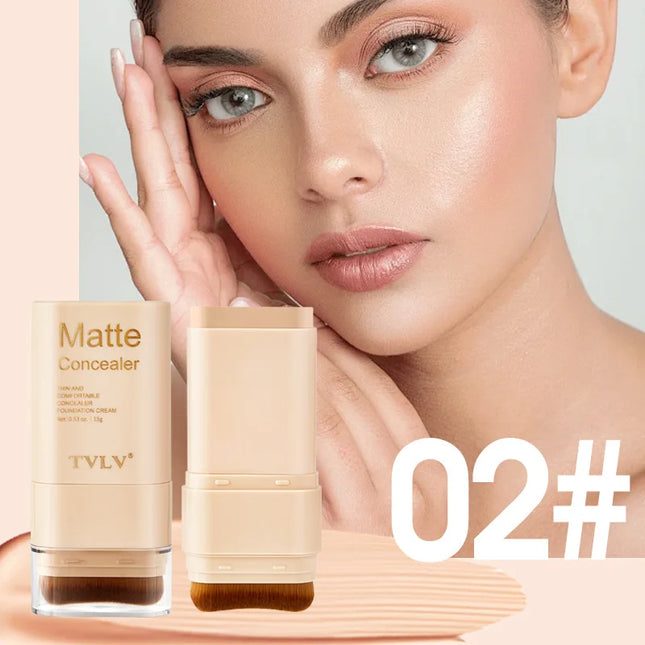 15g 2-in-1 foundation eraser double-ended concealer stick with brush head waterproof, natural makeup, long-lasting cream texture