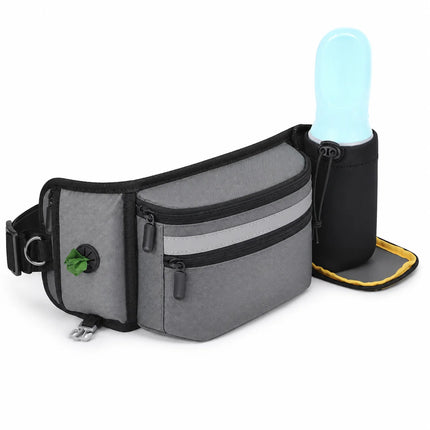 Dog Treat Pouch Waist Bag for Training Walking, Portable Snack Bag with D Ring, Poop Bag Dispenser Bottle Holder