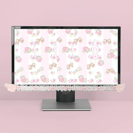 Bow Lace Cute Table Screen Decorative Computer Monitor Decorative Stickers Gaming Room Frame Display Screen Decorative Ornaments