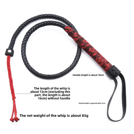 Long Woven Leather Whip with Embroidered Handle BDSM Bondage Bullwhip Spanking Paddle Pony Play Slave Role Play Adult Sex Toy