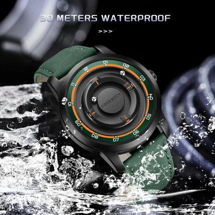 FOXBOX Watch Planet Design Fashion Floating Magnetic Pointer Free Ball Bearing Creative Simple Waterproof Quartz Watch for Men