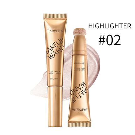 Multifunctional makeup pen blush highlight contouring pen sponge head pearl gloss fine flash brightening beauty stick