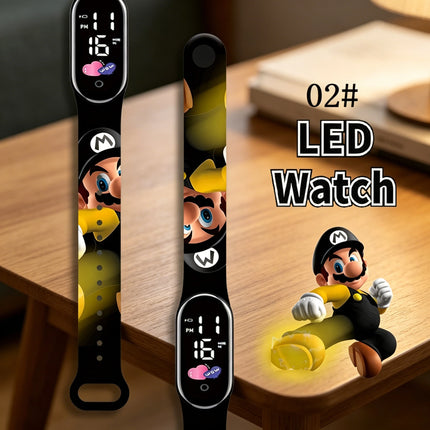 Mario Kids LED Watch Waterproof Touch Digital Bracelet Sports Wristwatch Anime Cartoon Children's Watch For Birthday Gift