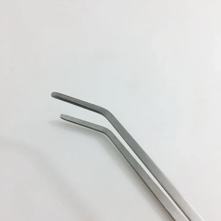 Stainless steel thick curved straight tweezers 48cm long teeth anti slip pet feeding tool, aquarium plant tweezers