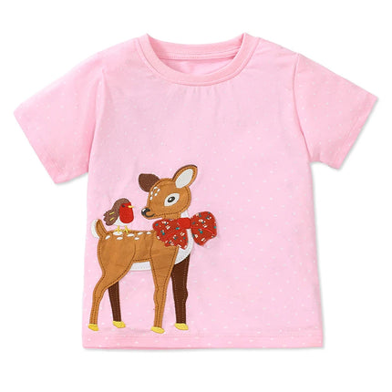 Little maven 2026 Summer Toddlers Children's Clothing Birthday Gifts Sika Deer T shirts Cartoon Baby Girls Kids Clothes Cotton