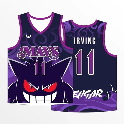 Bandai Gengar Ghost Type Basketball Jersey Anime Allover Print Adult Kids Vest Summer Quick-dry Comfy Athleisure Lightweight