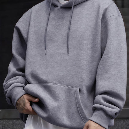 Autumn Casual Solid Sweatshirt Street Comfy Tracksuit Fleece Pocket Hoody Man Basic Warm Streetwear Soft Loose Clothes Unisex