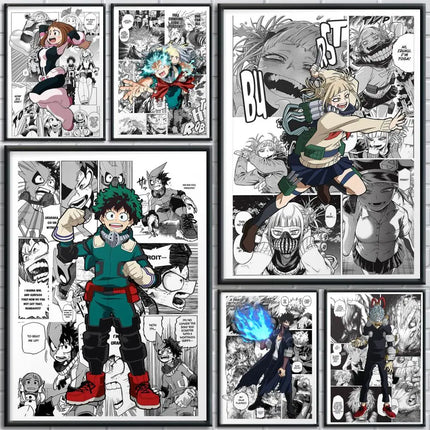 My Hero A-Academia Poster Stickers Mural Painting Self-Adhesive Wall Decals for Bedroom Living Room Home HD Decor Gift