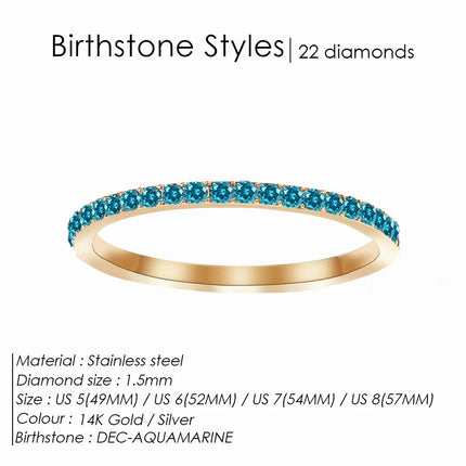 EManco Rhinestone Birthstone Stainless Steel Ring Luxury Jewelry Gift 12 Zodiac Sparkling Rings for Women Wholesale US5/6/7/8