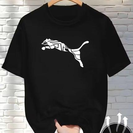New Summer Luxury Men's Fashion Fox Leopard Print T-shirt Crewneck Casual Trend Y2K High-end High Quality Fitness Sports T-shirt