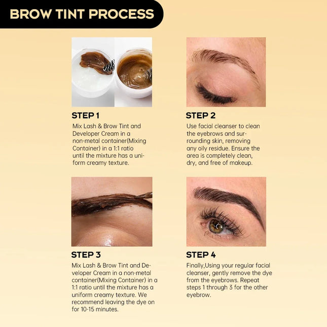 Gollee Classic Black Natural Lash and Brow Tinting Set 6ml Waterproof Eyelash Tint Kit Semi Permanent Lasting Beauty Makeup