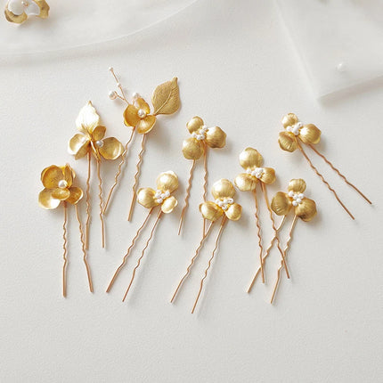 Ins Copper Floral Leaf Hair Pins Bridal Comb Girls Hair Piece Jewelry Handmade Wedding Women Headpiece