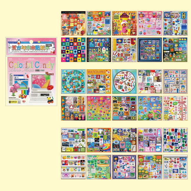 Cyberpunk-themed Die-Cut Sticker Book, 30/60 Sheets, DIY Decorative Journal, Phone Case Collage, Aesthetic Stationery Stickers