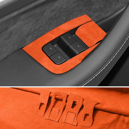 Made of Alcantara For Tesla Model 3（2019-2023）/ Y (2019-)  Windows Control Panel Trim Cover Sticker Car Interior Accessories