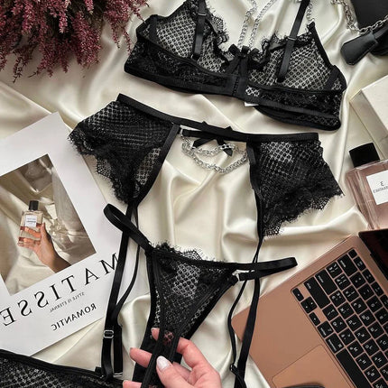 Lingerie Underwear Bras Sets Lace Garter Lingerie Women Intimates 2024 Underwire Bra And Panty Thongs Ladies Underwear Set