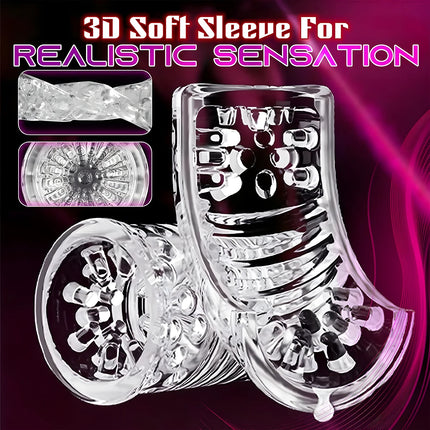 New Automatic 4 IN 1 Telescopic Sucking Licking Male Masturbator Vacuum Penis Pump Vagina Masturbation Adults Sex Toy for Men