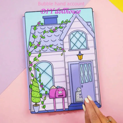 No Cutting Paper Doll House Girl Play Repeatedly Handmade Paper Doll Quiet Book DIY Toy Princess DIY Cute Princess Book