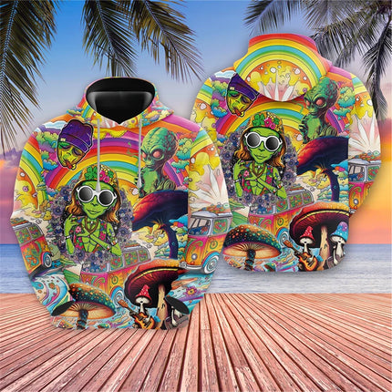 Harajuku Fashion Alien Graphic Sweatshirts Trippy Mushroom Y2k Hoodies For Men Clothes Cartoon Boy Pullovers Hip Hop UFO Hoody
