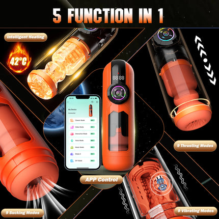 Automatic Male Masturbator Cup Telescopic Sucking Heated Pussy Blowjob Machine Thrusting Vibration Masturbation Sex Toy for Men