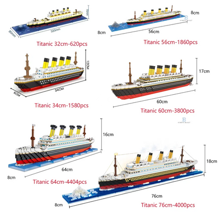 KNEW BUILT Titanic 3D Plastic Model Ship Building Blocks for Adults Micro Mini Bricks Toys Kits Assemble Cruise Boat Kids Gift