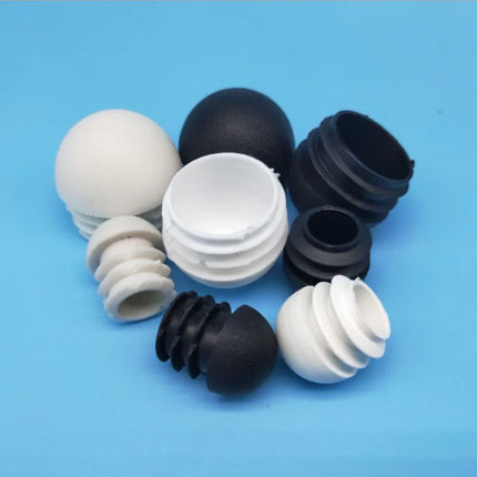 Black/White Plastic Round Pipe Plug Tube Non-Slip Chair Leg Foot Dust Cover Domed End Caps Floor Protector Pad Dia 13mm-40mm