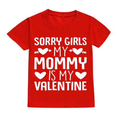 Daddy and Mommy's Valentine Print Kids T-Shirt Child Red Shirts Tops Boys Girls T-Shirt Valentine's Day Party Gifts Casual Clothes