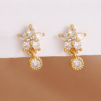 Luxury Stainless Steel Star Dangle Earrings For Women Sparkling Zircons Geometric Ear Piercing Earring Fashion Jewelry aretes