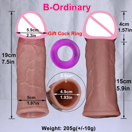 Man Delayed Ejaculation Extend Cock Soft Realistic Enlarger Penis Sleeve Condom Sex Toy Dildo Safety Silicone Change Dick Color