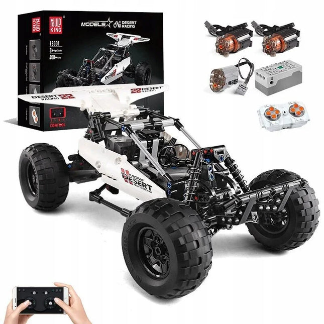 MOULD KING 394PCS 18001 Desert Racing Technical Car Assembly Toy MOC-1812 Motorized PF Buggy 2 Truck Model Building Blocks Brick