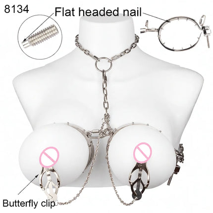QKKQ Wearable Stainless Steel Breast Bondage Sexy Tools Chest Stimulate Nipples Massager BDSM Sex Toys Couple Erotic Accessories