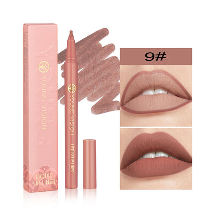 Waterproof Liquid Lip Liner, Gourd Shape Sponge Applicator for Precise Outline - Matte Long-Lasting Lip Contour Pen, Lip Tint