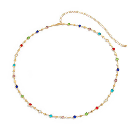 Simple Colorful Geometric Crystal Waist Belly Chain for Women 2025 Trendy Bikini Thin Belt Chain Body Jewelry