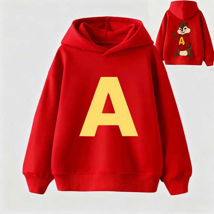 Autumn and winter chipmunk pullover sweatshirt for children, boys and girls, casual and fashionable long sleeved warm hoodie